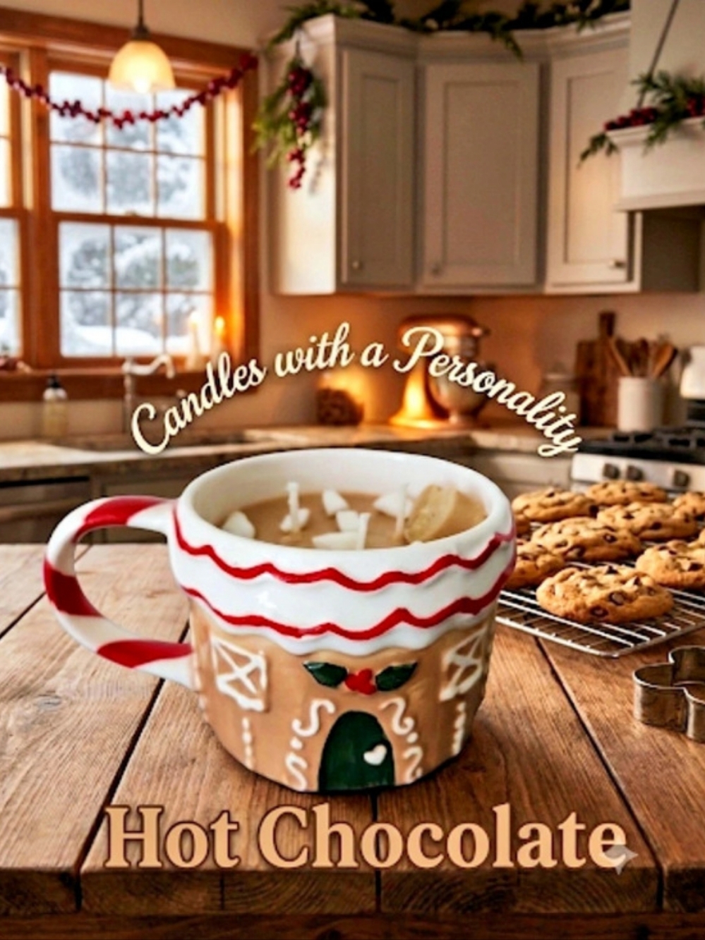 Ceramic Gingerbread Mug with Hot Chocolate Scented Soy Wax Candle